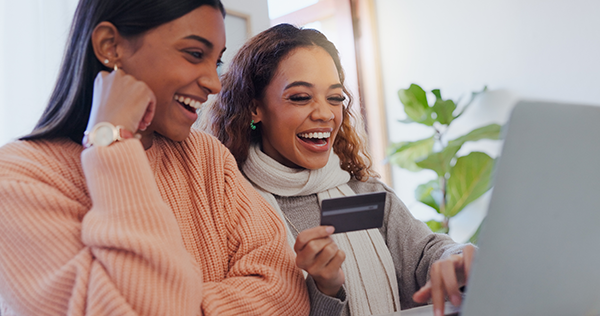 Two women shopping online