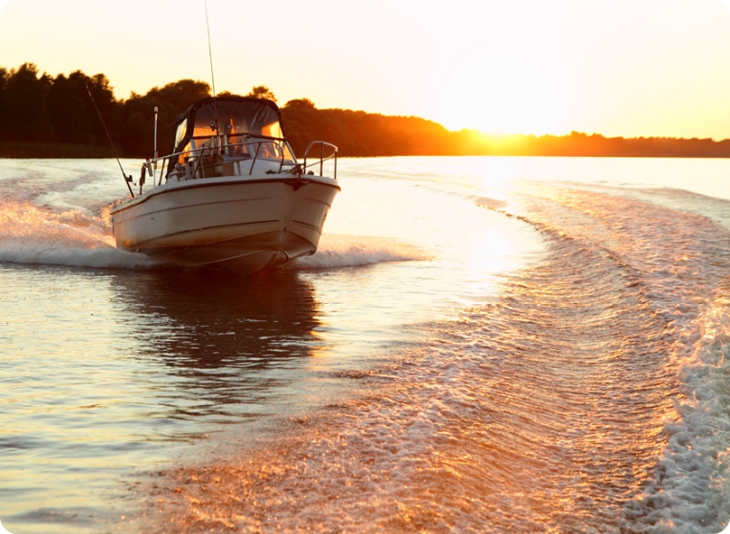 Boating at sunset