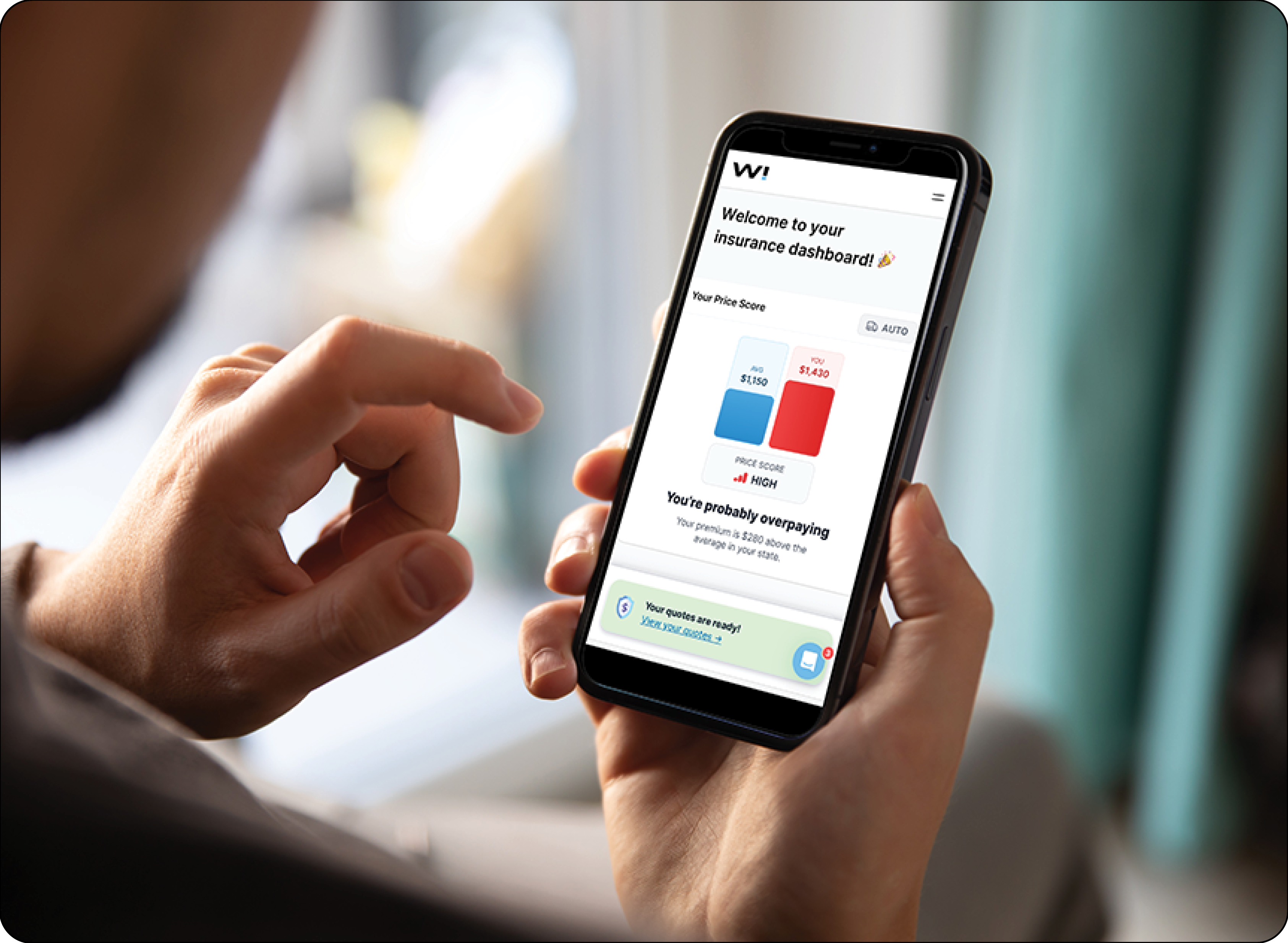 Mobile phone Woop Insurance dashboard